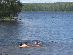 Waiting for the wind to die down, the kids went swimming