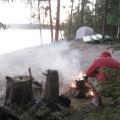 Early morning campfire