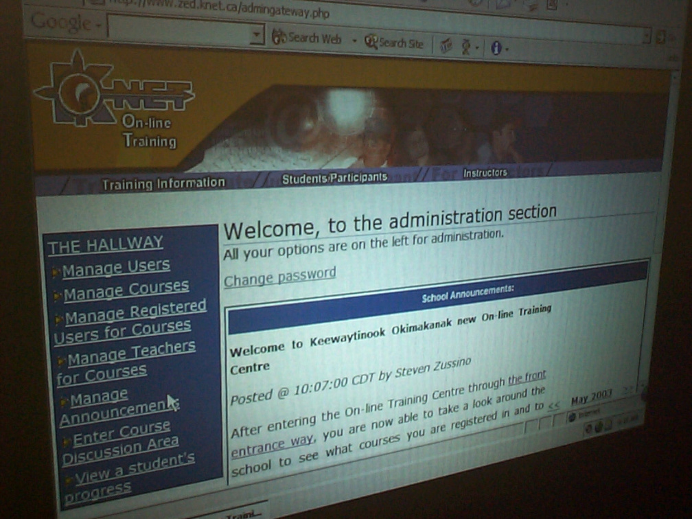 Zed's Administration Centre tools for setting up new courses, registering students, managing the various teacher tools, etc.