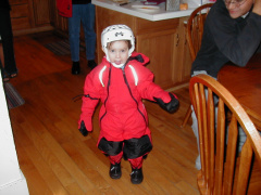 New snowsuit and skating helmet