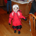 New snowsuit and skating helmet