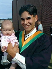 With Dad on Graduation Day, June 25, 1999