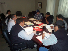 Keewaywin Chief John McKay and North Spirit Lake Councillor David Campbell review this past year's audit.