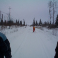 Here we are walking down towards the lake. Theres one of the workers.