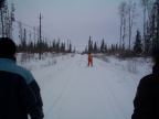 Here we are walking down towards the lake. Theres one of the workers.