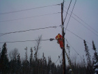 Here a picture of the cable guy. He had to keep changing that thing(I don't know what its called) from one side of the pole to t