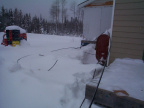 This is a view of the back of the Northern Store. That the cable on the ground that will be connected to the business.