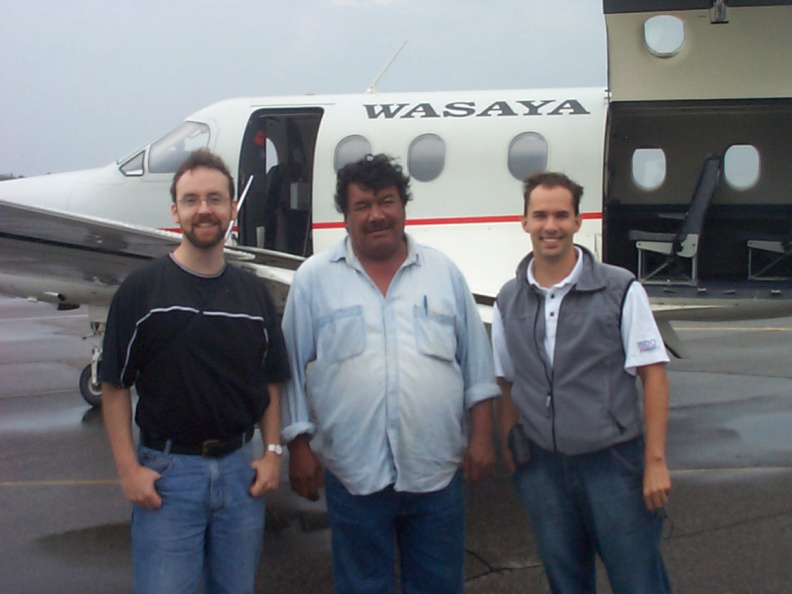Douglas Crust, Chief Jimmy Rae and Kevin Houghton after returning to Balmertown from North Spirit Lake