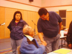 Our chief Solly Kakegamic gives Donald a handshake of congratulations as Pauline Kakegamic looks on.