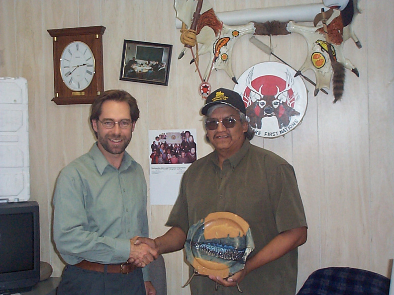 Chief Roy Dale Meekis with Yan Lazor, Executive Director of Ontario Native Affairs Secretariat during visit on Thursday, Sept 6,