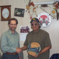 Chief Roy Dale Meekis with Yan Lazor, Executive Director of Ontario Native Affairs Secretariat during visit on Thursday, Sept 6,