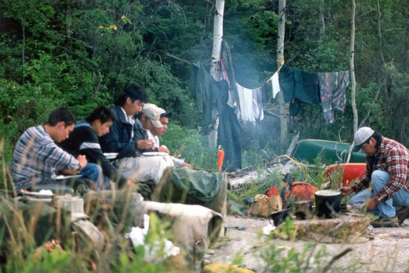 Fish dinner between Pikangikum and Poplar Hill on the Berens River