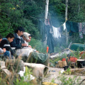 Fish dinner between Pikangikum and Poplar Hill on the Berens River