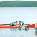 Canoe Rescue Session - Jesse & Bruce observing, Jeff & Jeremy practising the rescue of Conroy & Andrew