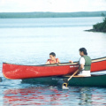 Canoe Rescue Session - positioning the empty canoe