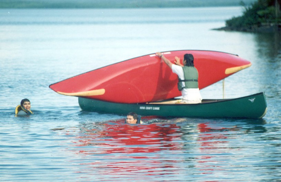 Canoe Rescue Session - preparing the canoe