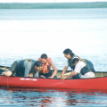 Canoe Rescue Session - helping get back into the canoe