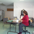 Mary hard at work arranging files and getting ready for the next patient.