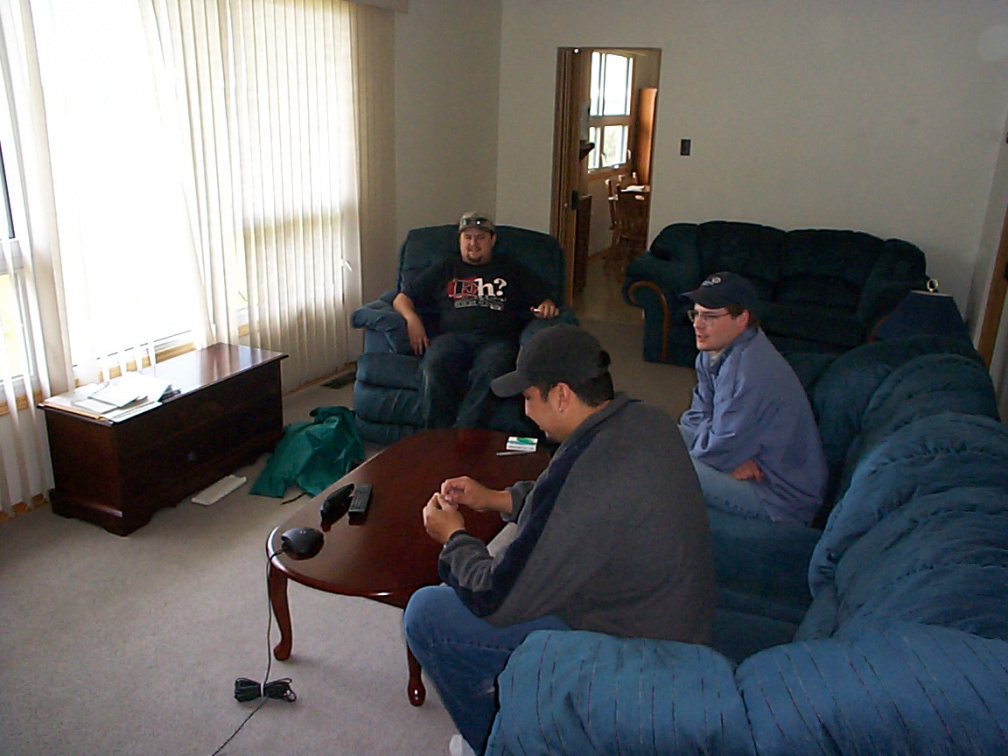 Hugh, Ted (Northern Stores Manager) and Angus at the Northern Stores residence where the video conferencing test via cable modem