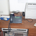 The ip phone in it's new home at the Northern Chiefs office in Fort Severn.