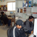 The Fort Severn Campus of the Keewaytinook Internet High School (KiHS) with the students busy at