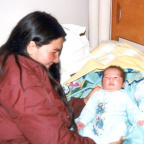 Margery Kakekaspan and her son Dennis (September 1983)