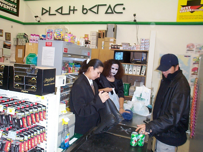 Here we are at the Northern store. Thats Kimberely and Divona in costume and that mysterious phantom of the northern Mark Kakega