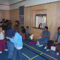 A picture of staff and students doing activities.
