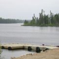 The dock outside the Band office