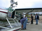 Our tour guides, Chief Lawrence Masakayash and Michael Loon getting ready to send us on our way