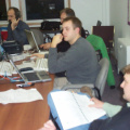l-r: Dan, John, Dan Brabrand and Lars setting up the Call Manager