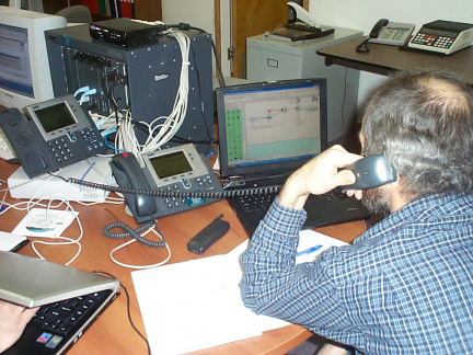 Dan is using the IP phone to connect directly into Dan Brabrand's head office in Virginia