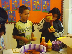 Hotdog lunch at the Elementary school.