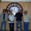 Finally a group picture of the Keewaywin e-Center Staff.
From right to Left.
David Mckay, Francine Kakepetum, Blue Mason, and