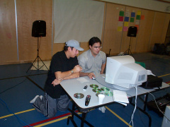 Blue Mason and Jesse working hard at making a web page design for the Kuh-Ke-Nah workshop.