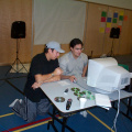 Blue Mason and Jesse working hard at making a web page design for the Kuh-Ke-Nah workshop.