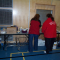 That's Francine Kakepetum and Nancy Kakepetum getting the table ready for the food to arrive.