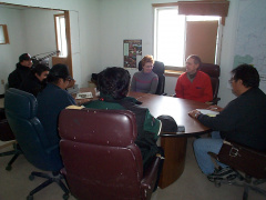 And here's Dr. Edye visiting with the Chief and Council, explaining the purpose of her visit.
