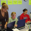 New KiHS teachers uploading the required programs on their laptops