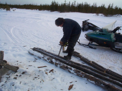 And here we have someone cutting up firewood.