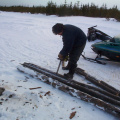 And here we have someone cutting up firewood.