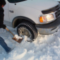 The wheel keeps slipping on the soft snow. No traction.