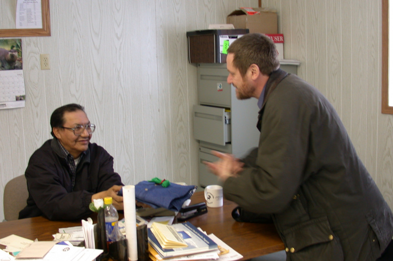 Dr. Strasser meeting Deer Lake Deputy Chief Moses Mamakeesic