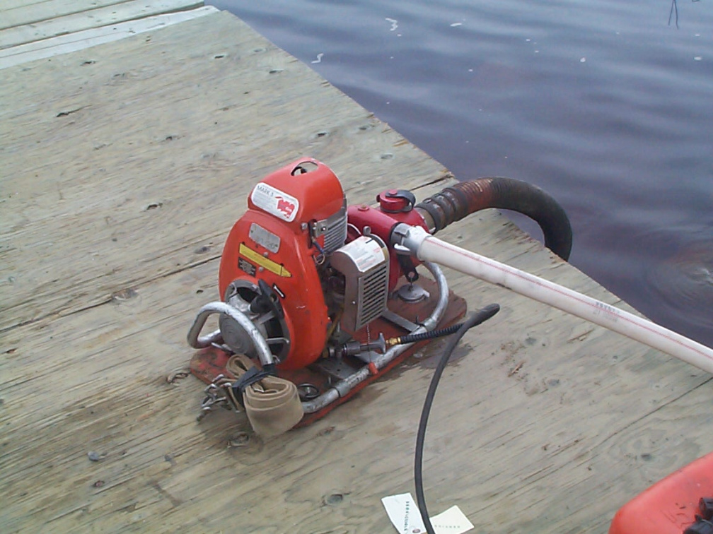 The pump that was used to do what it could in putting out the fire.