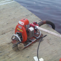 The pump that was used to do what it could in putting out the fire.