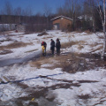 The local public works people got to work to stop the flow of water.