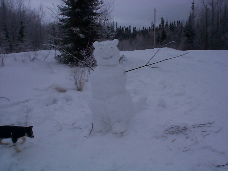 A snow scuplur created by Tyler Meekis of North Spirit Lake.