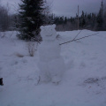 A snow scuplur created by Tyler Meekis of North Spirit Lake.