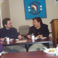 Darrin Potter, KiHS Principal and Tina Kakepetum-Shultz, Tobacco Strategy Coordinator enjoying the "lite lunch"