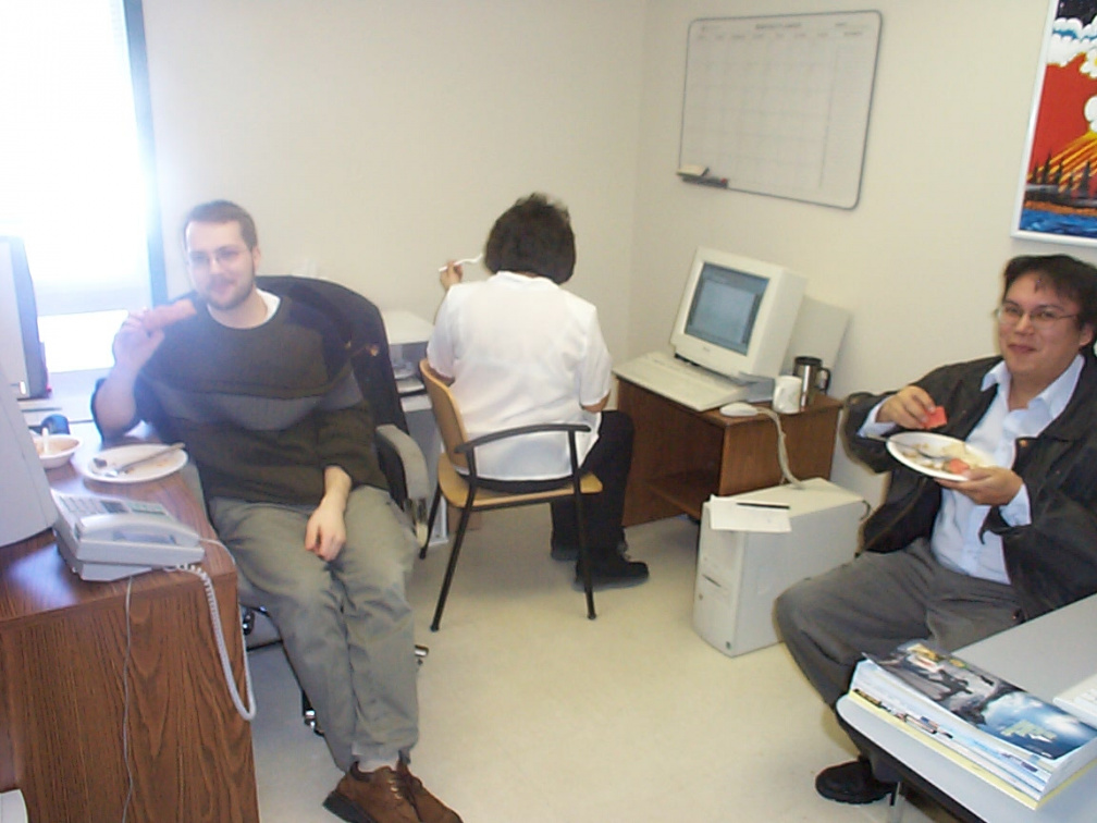 KO staff, Steven Zussino, David Neegan and Cheryl Bechard watched the event over the webcast while enjoying their lunch